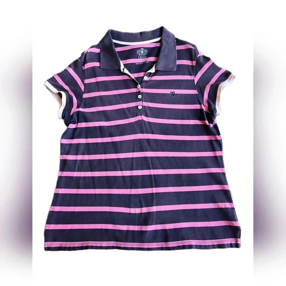 Izod, Size XL, Pink/Navy Striped Polo - Picture 5 of 8